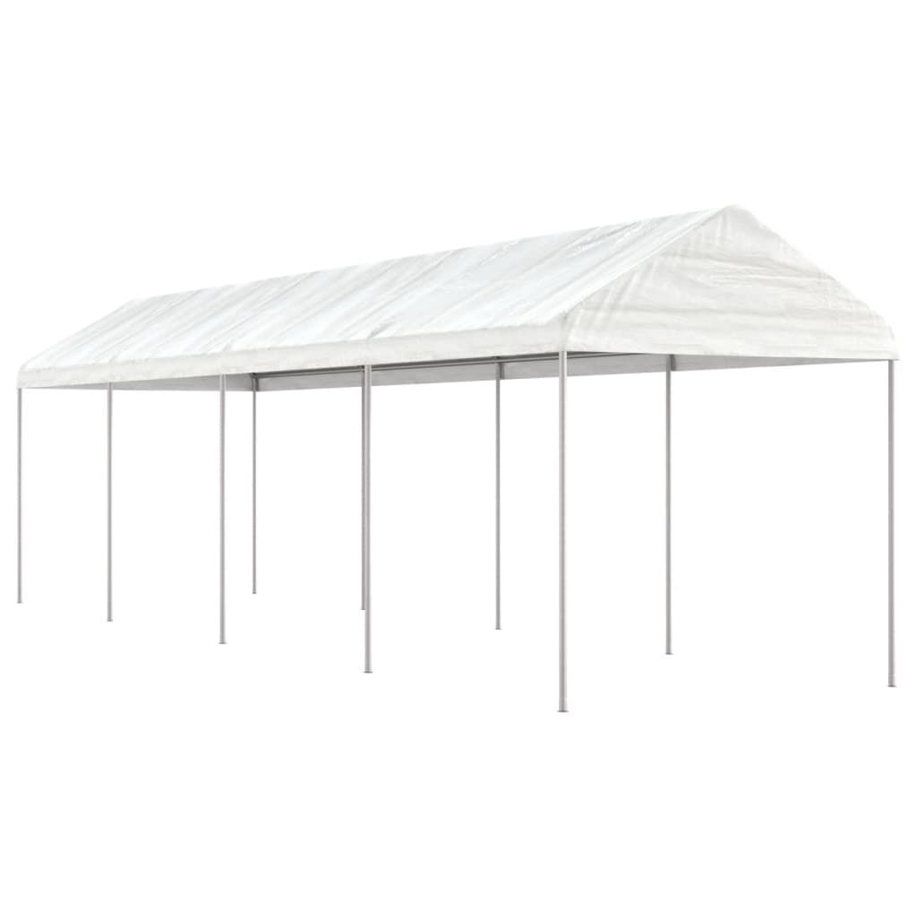 Pavillon mit Dach Weiß 4,46x2,28x2,69 m Polyethylen
