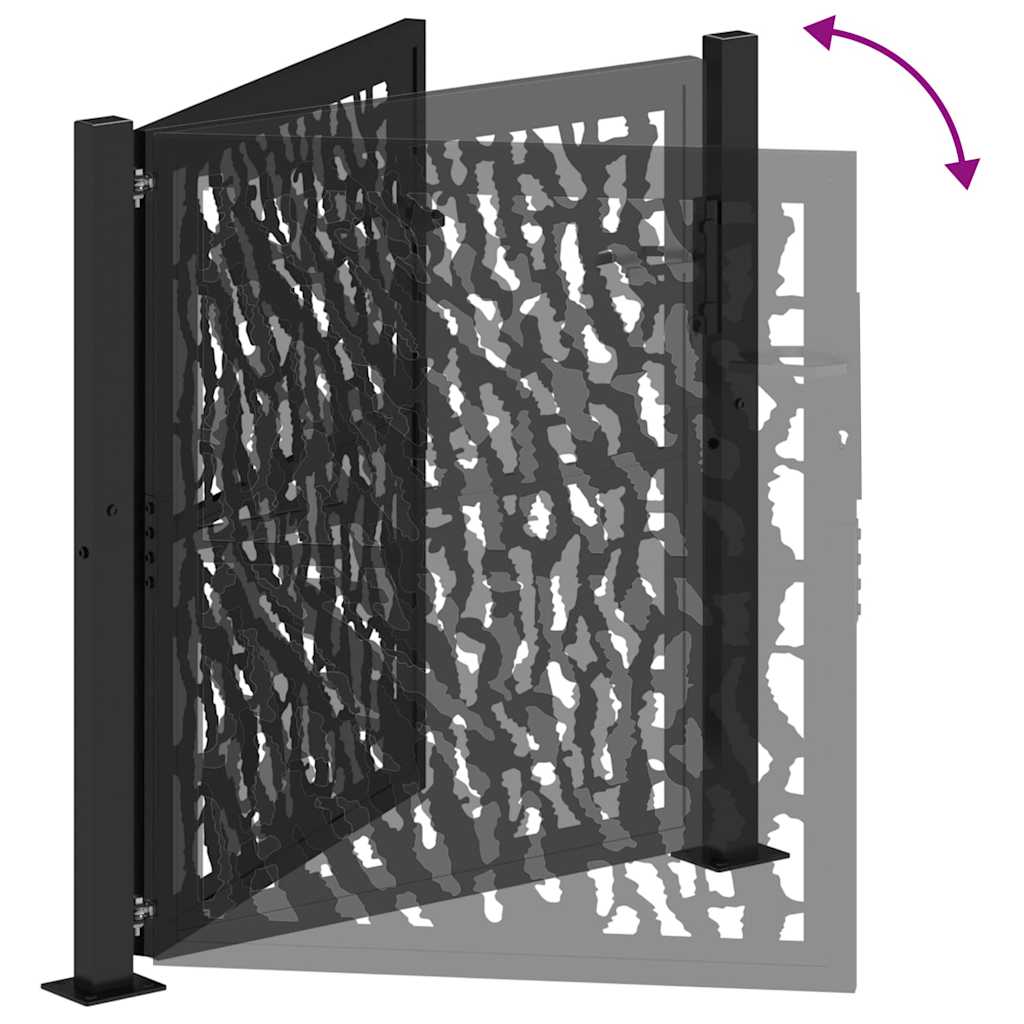 Gartentor Schwarz 100x100 cm Stahl Lichtdesign