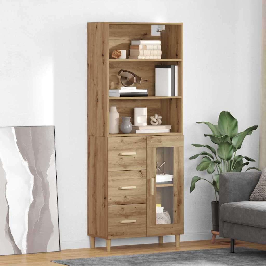 Highboard Altholz 69,5 x 32,5 x 180 cm Holzwerkstoff