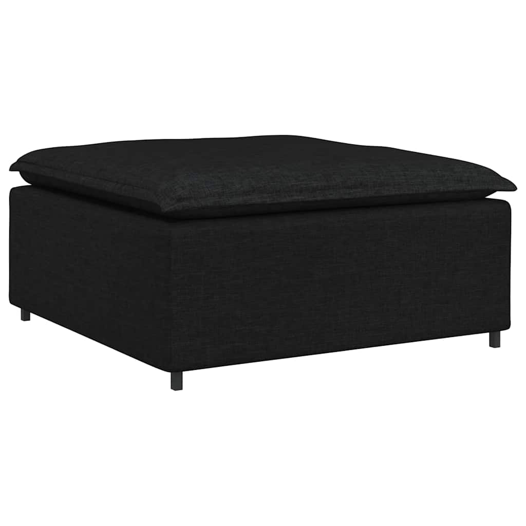 Modulares Sofa mit Fußhocker Kissen Stoff Hellgrau