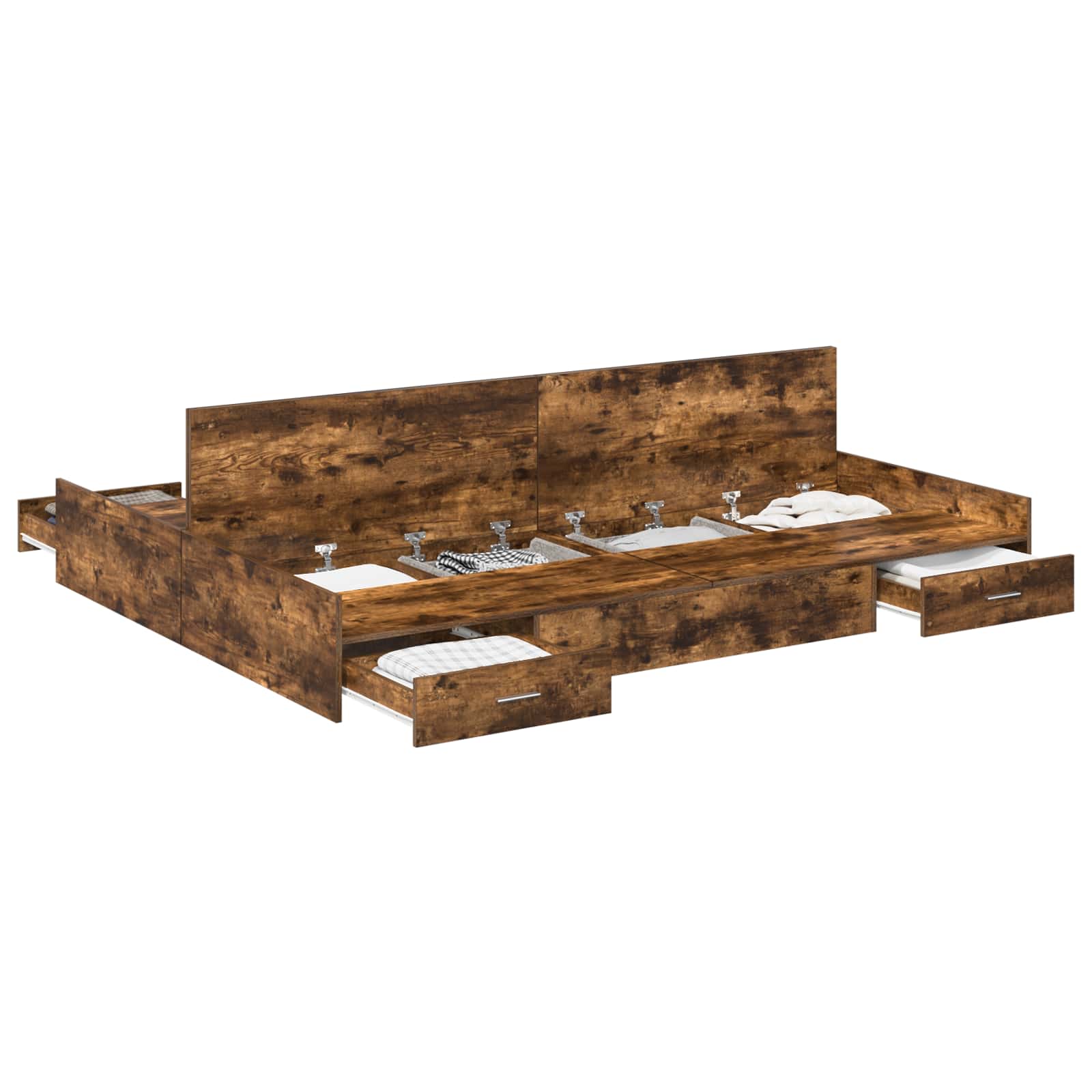 Aufbewahrungsbettgestell Weiß 200 x 200 cm Holzwerkstoff
