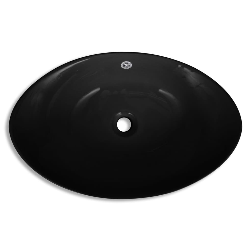 Keramik Waschbecken Keramikspülen Überlauf Oval 59 x 38,5 cm