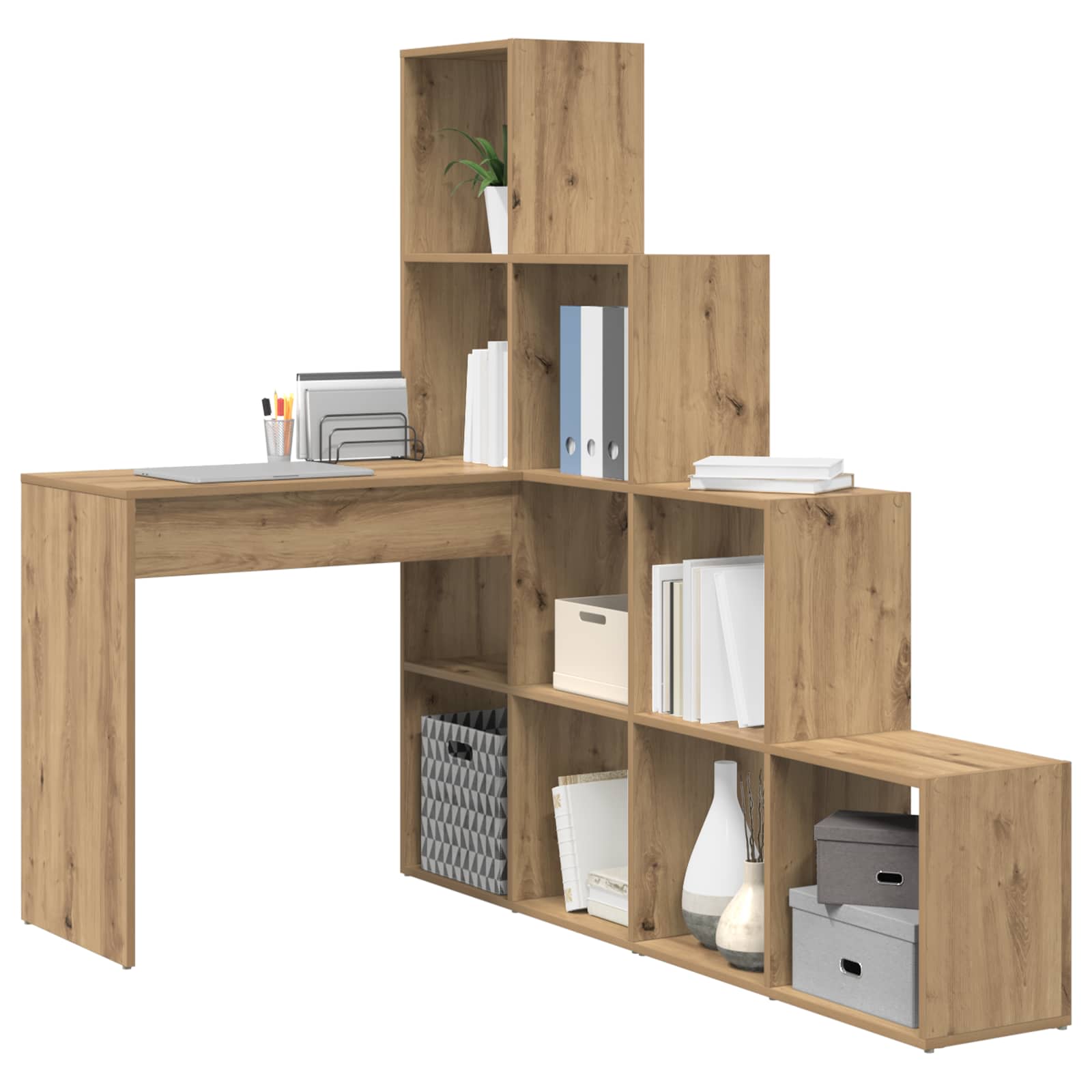 Eck-Schreibtisch Schwarz Eichen-Optik 101,5 x 149,5 x 149,5 cm