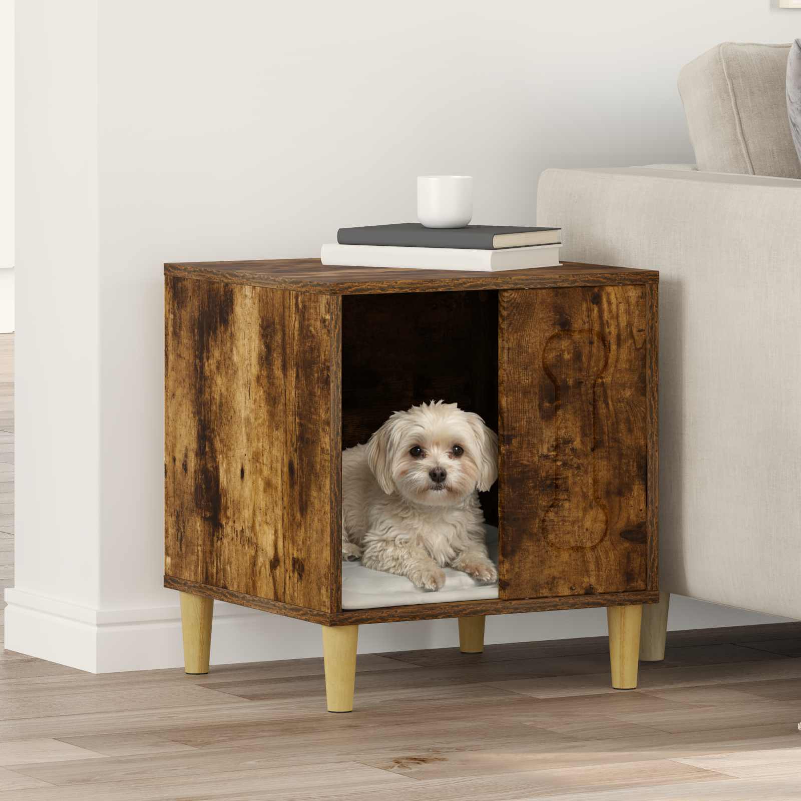 Hundehütte Weiß 44 x 42 x 49 cm Holzwerkstoff