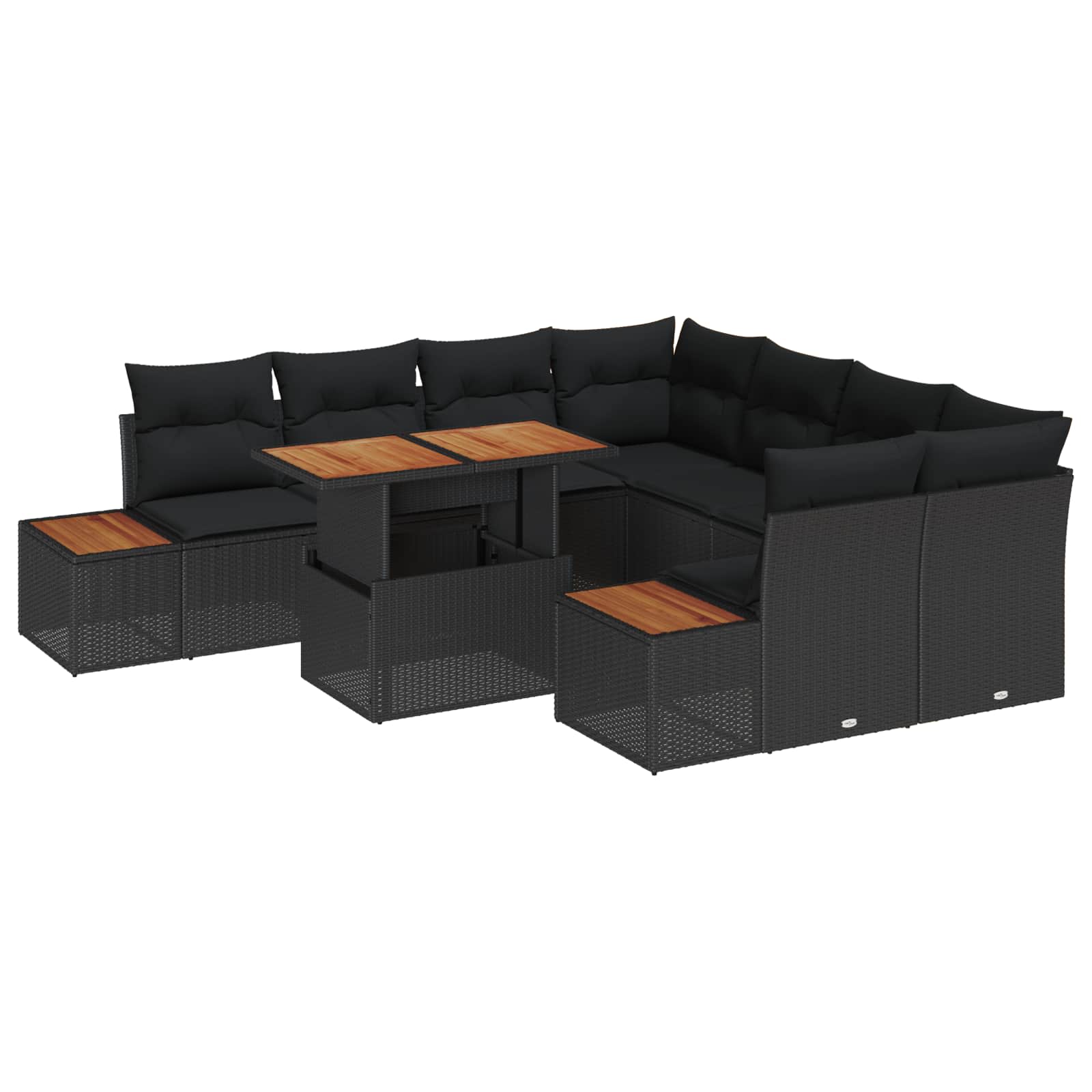 Garten Essgruppe mit Kissen 9 pcs Schwarz und Beige