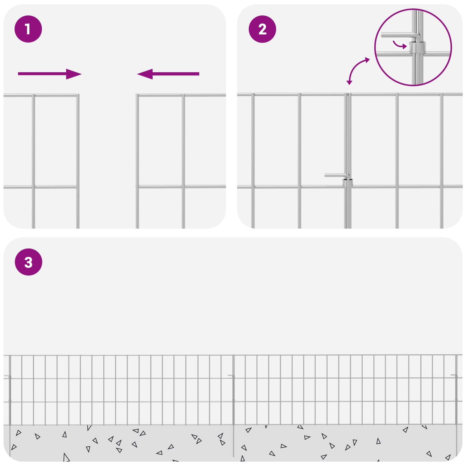Gartenzaun mit Pfählen 12 pcs 35 x 30 cm Mesh Verzinkter Stahl