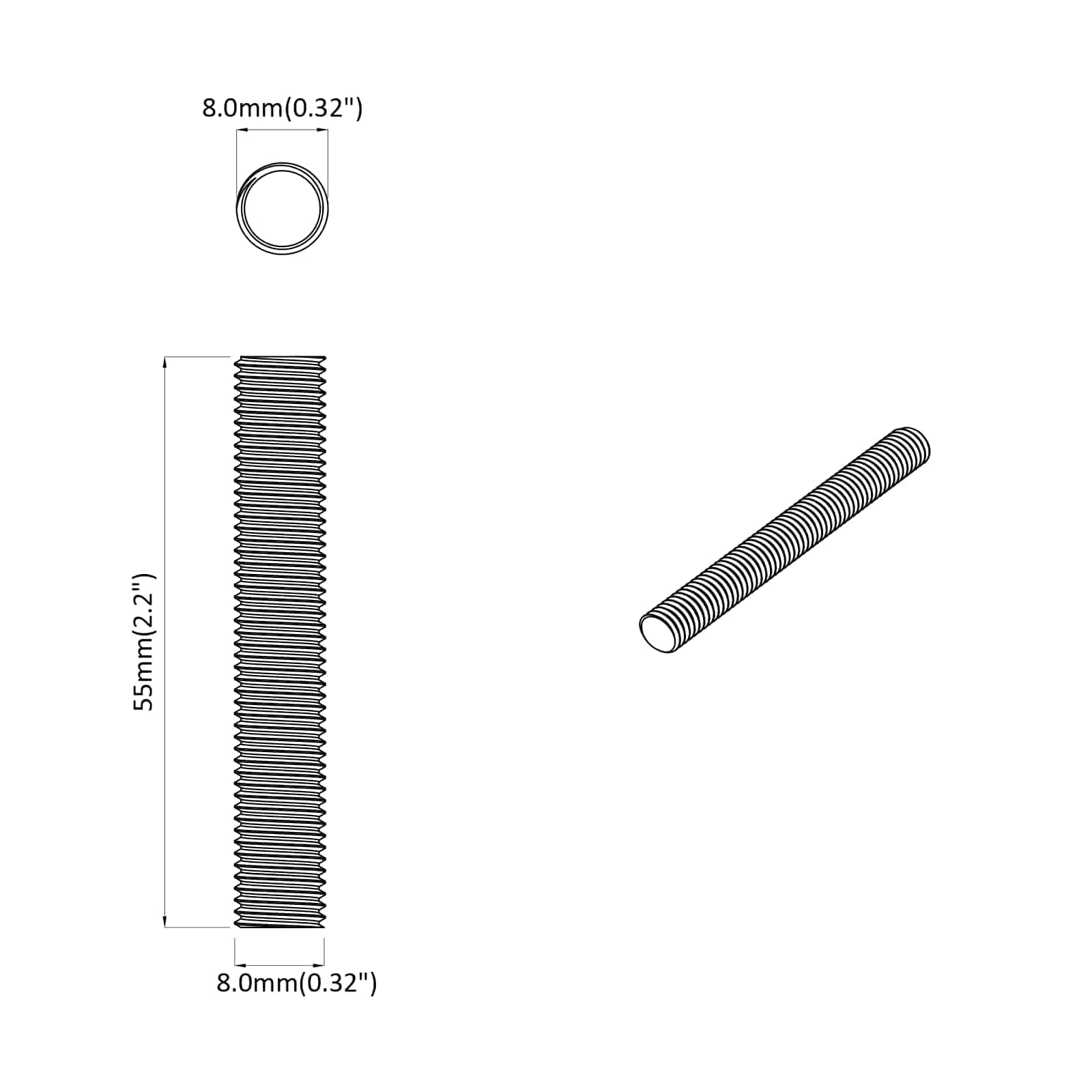Gewindestange 2 pcs Silber 6 x 120 mm Stahl