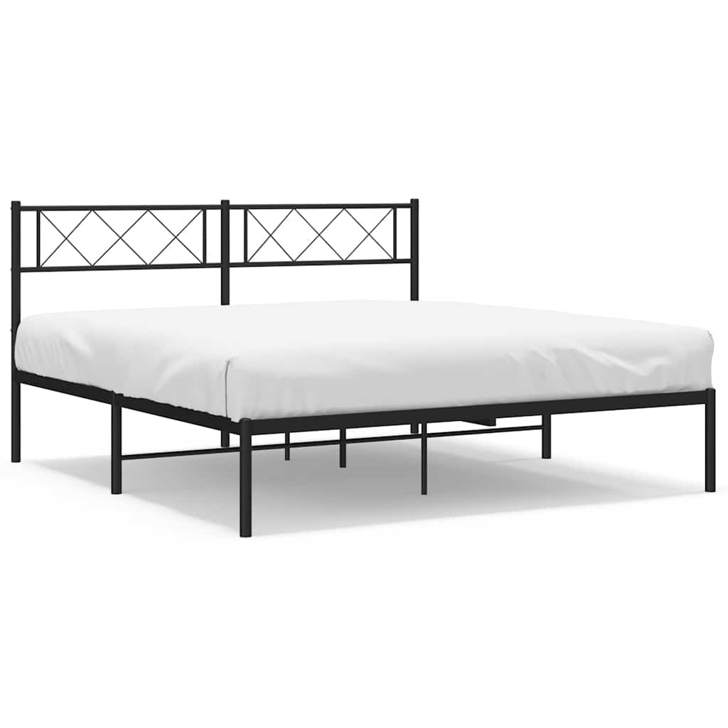 Bettgestell mit Kopfteil Metall Schwarz 100x190 cm
