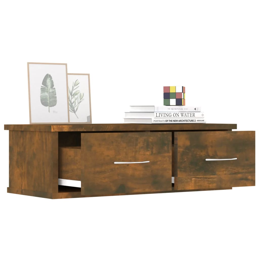Wand-Schubladenregal Weiß 60x26x18,5 cm Holzwerkstoff