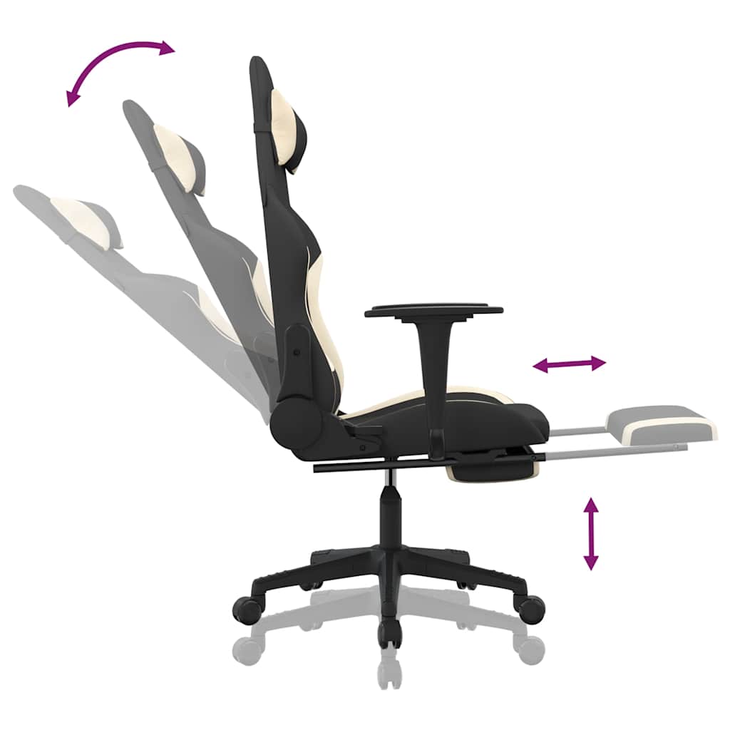 Gaming-Stuhl mit Massagefunktion Schwarz und Creme Stoff