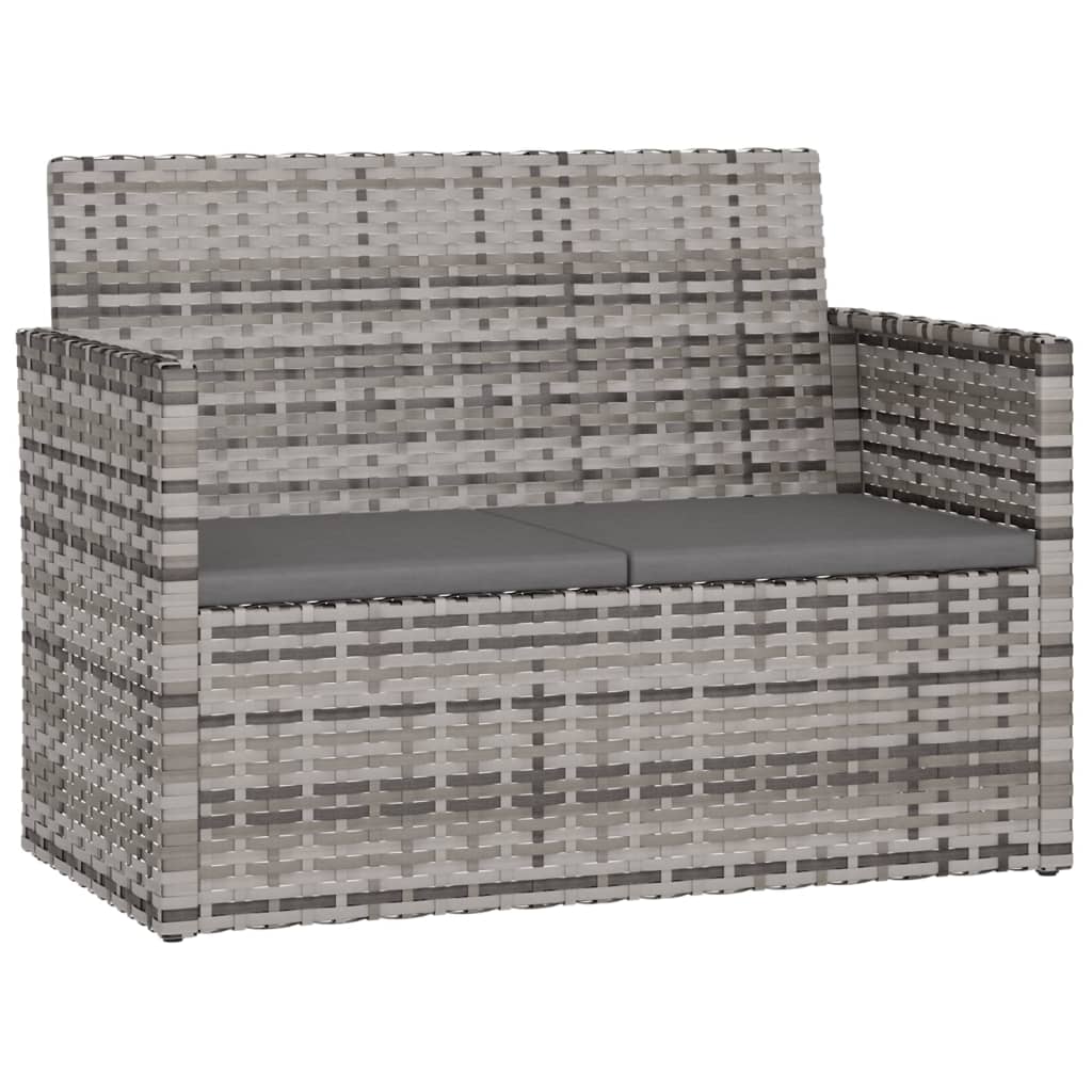 Gartenbank mit Kissen Schwarz 105 cm Poly Rattan