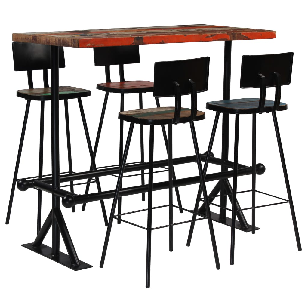 Bar-Set 3-tlg. Altholz Massiv Mehrfarbig