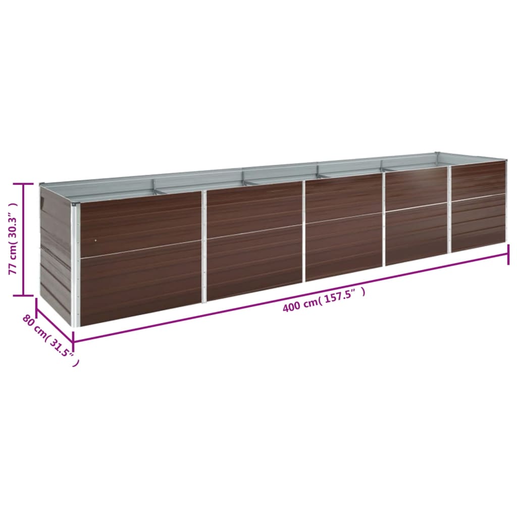 Hochbeet Braun 160 x 80 x 77 cm Verzinkter Stahl
