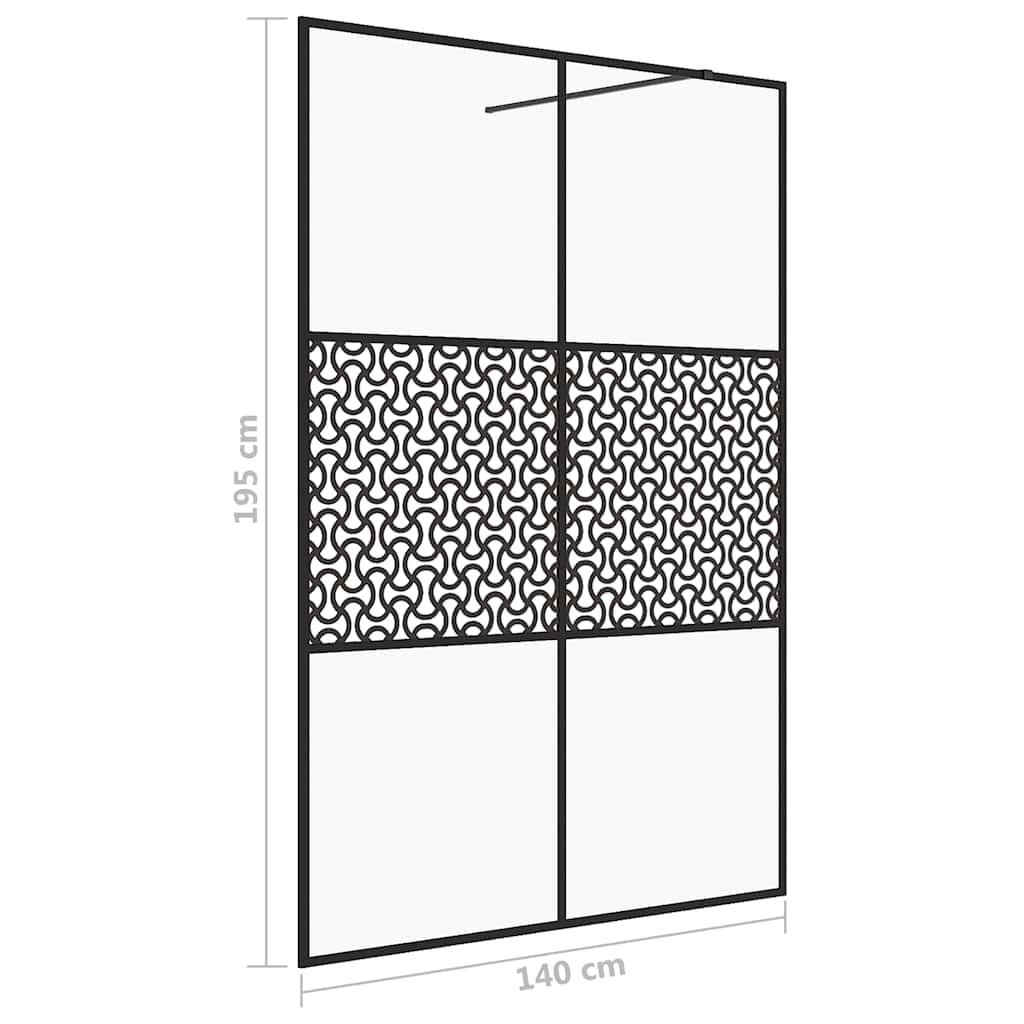 Duschwand für Begehbare Dusche Schwarz 100x195 cm ESG-Glas Klar
