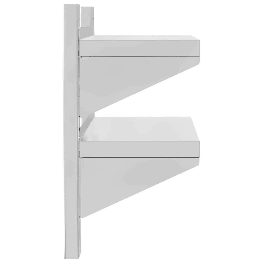 Wandregal mit 2 Böden 100x40x60 cm Silbern Edelstahl
