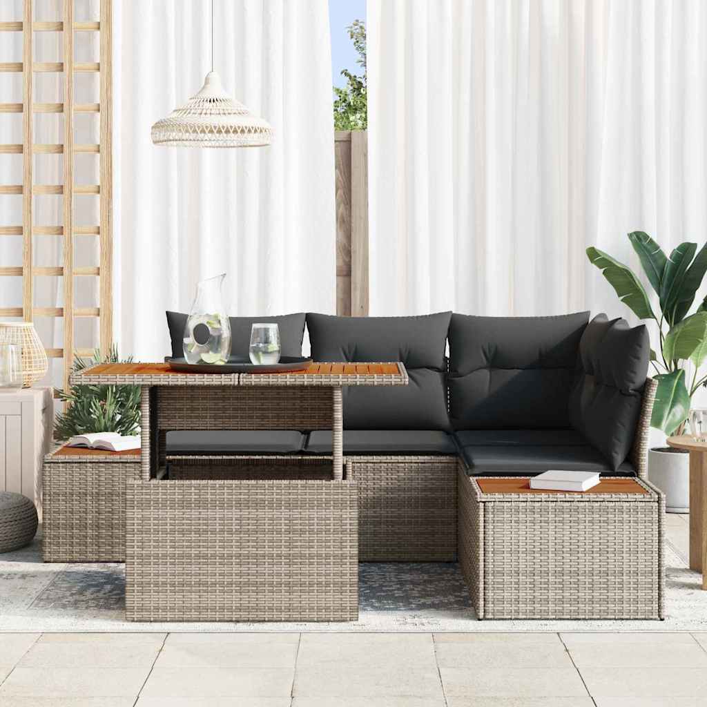 Garten Essgruppe mit Kissen 5 pcs Schwarz und Beige