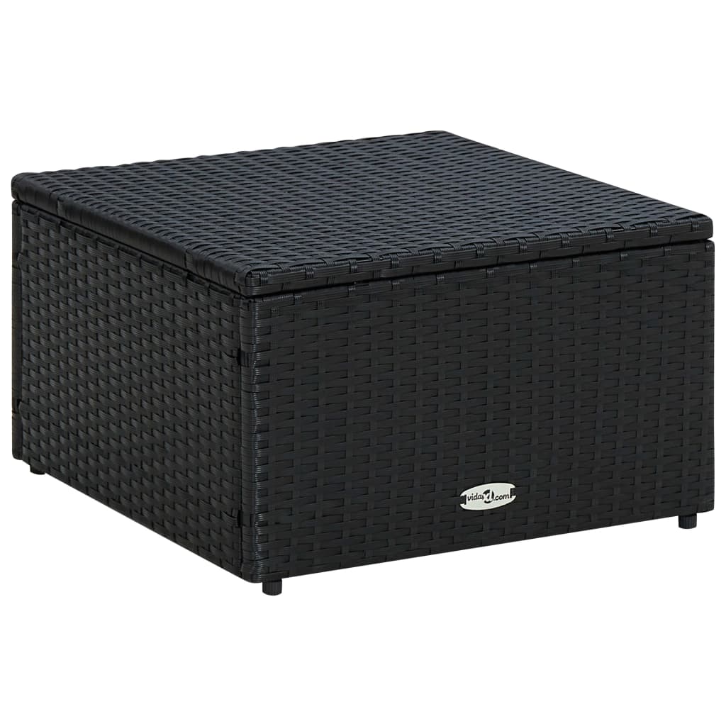 Outdoor-Fußhocker mit Kissen Grau Polyrattan