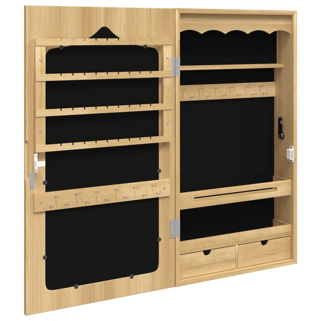 Schmuckschrank mit Spiegel Wandmontage Weiß 37,5x10x106 cm