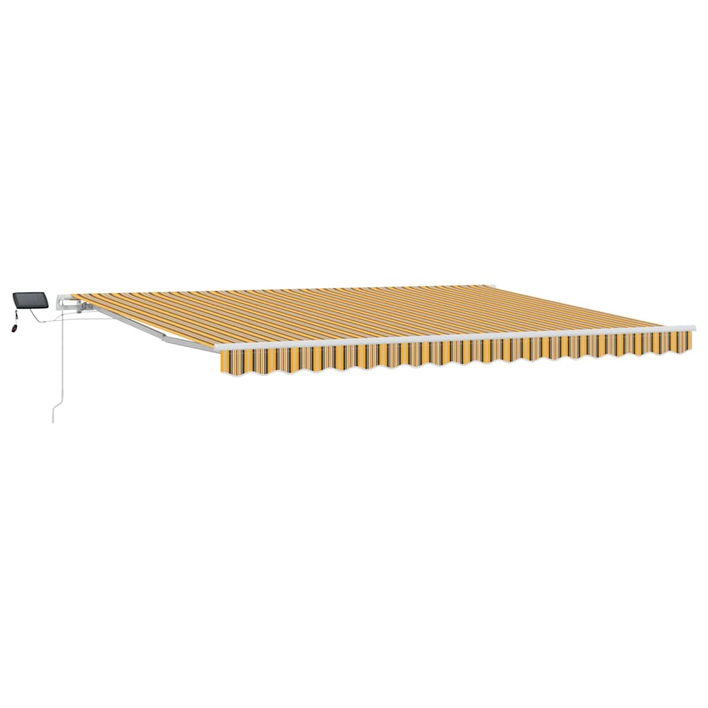Markise Manuell Einziehbar mit LED 300x250 cm Blau und Weiß