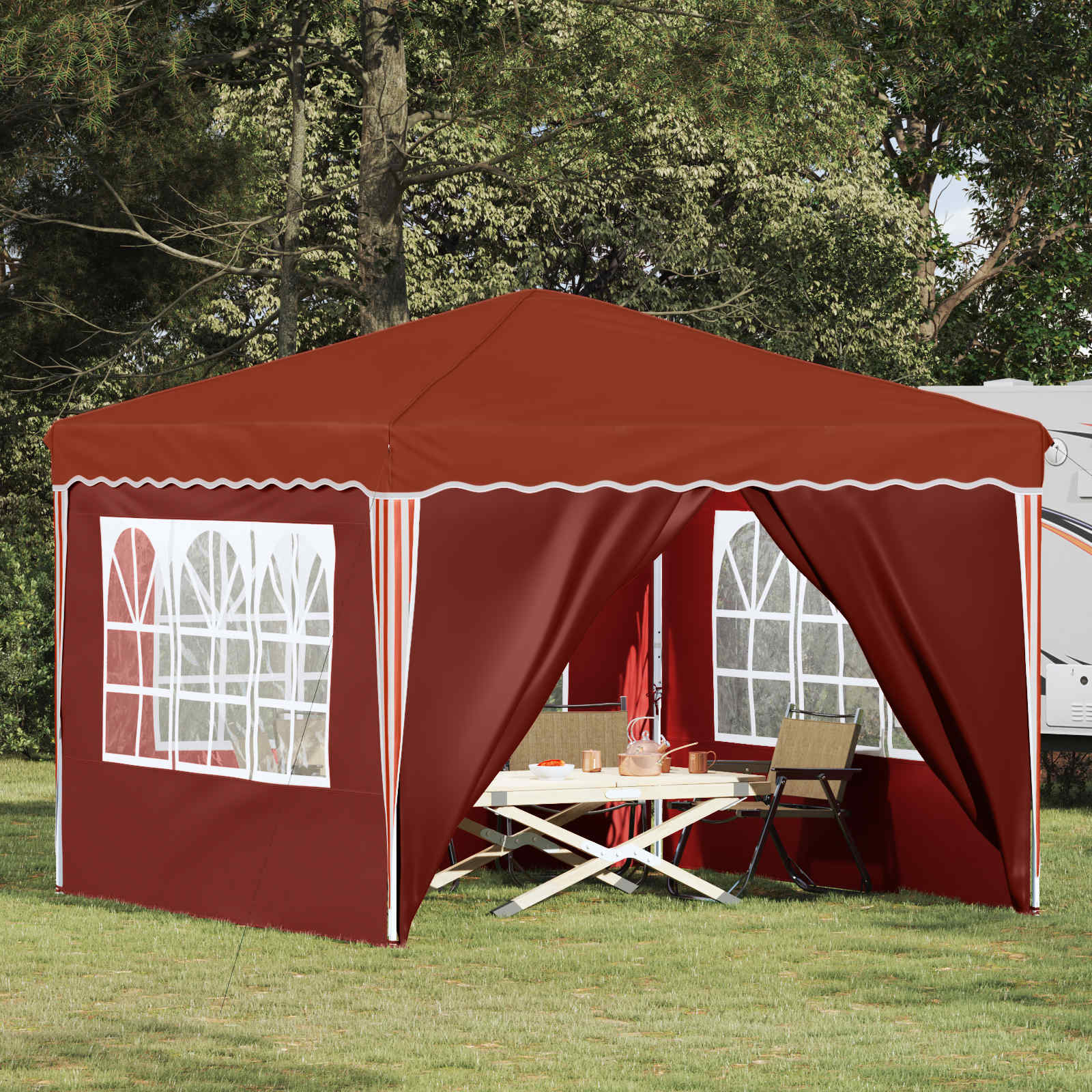 Pop-up Partyzelt 288 x 288 x 245 cm Creme Oxford-Stoff