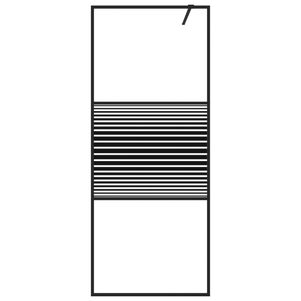 Duschwand für Begehbare Dusche Schwarz 100x195 cm ESG-Glas Klar