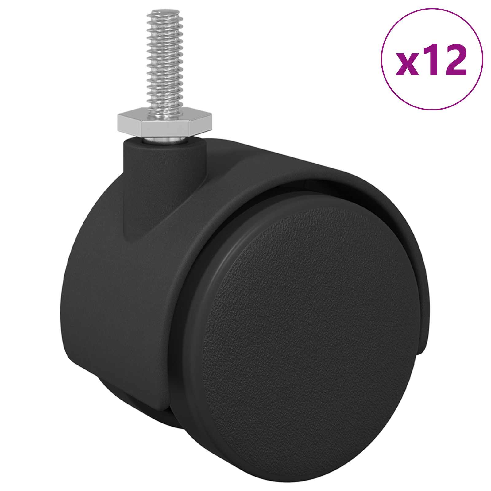 Rollen 2 pcs Schwarz 40,1 x 37,8 mm PP und Eisen