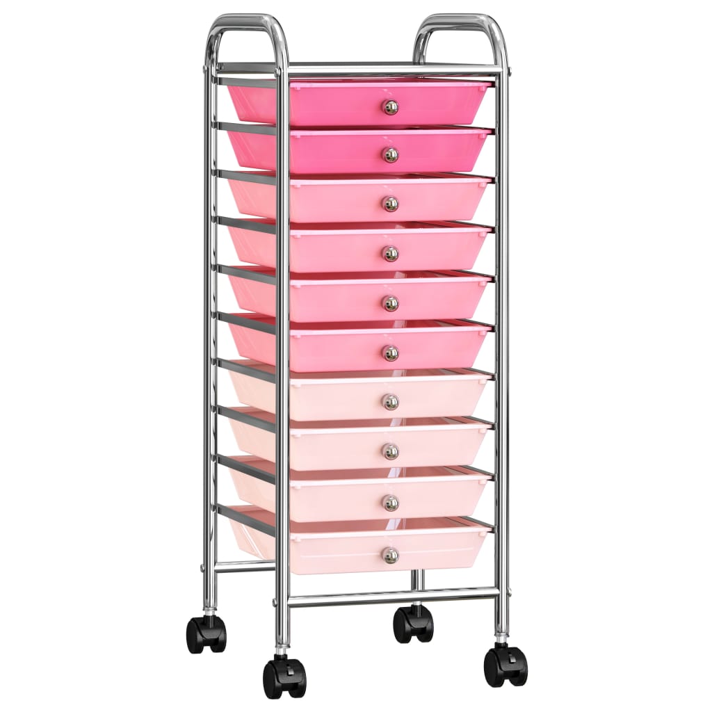 Schubladenwagen mit 4 Schubladen Rosa Kunststoff