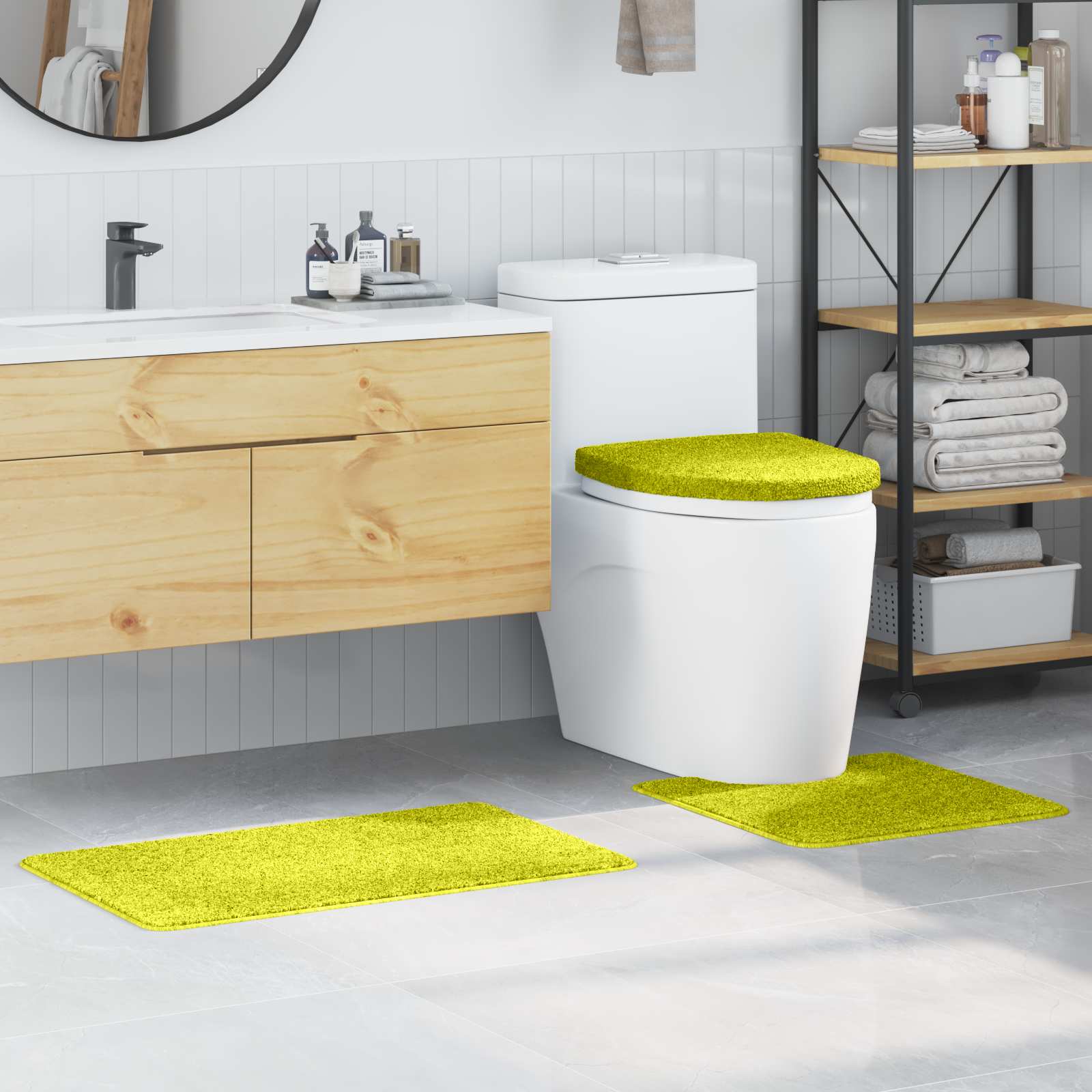 Anti-Rutsch Badematten-Set 3 pcs Grau PP