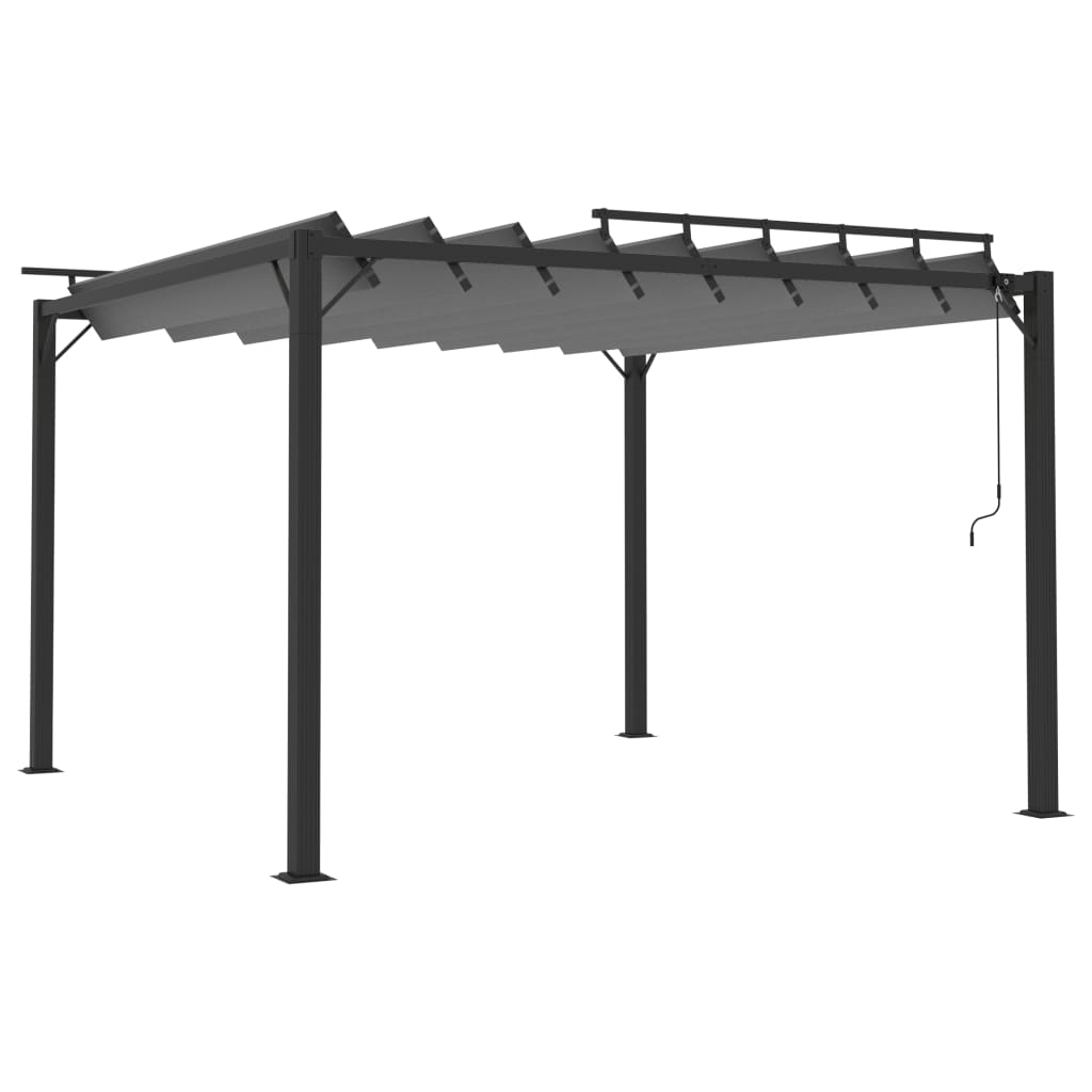 Pergola mit Lamellendach 3x3 m Creme Stoff und Aluminium