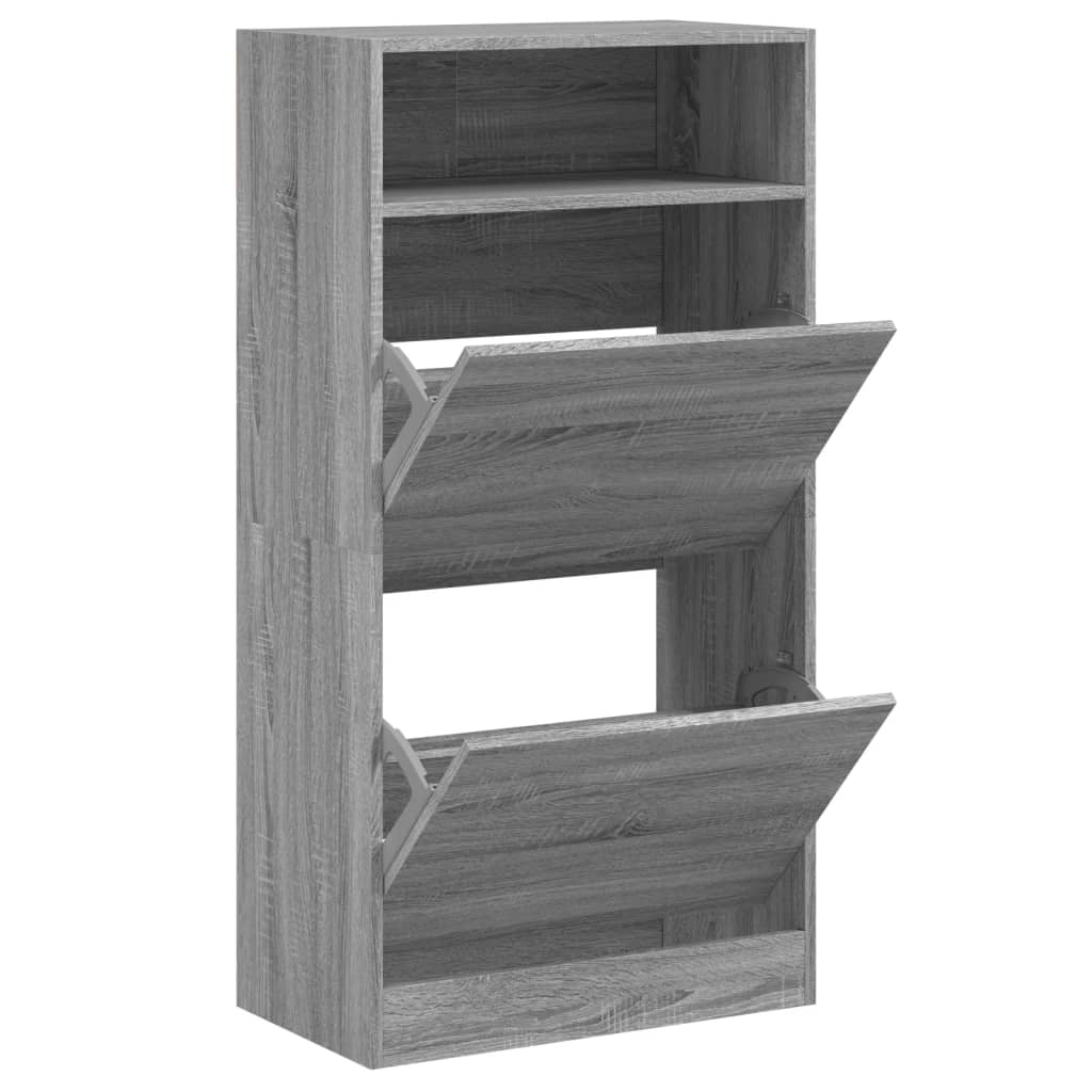 Schuhschrank mit 2 Klappen Weiß 80x34x116 cm