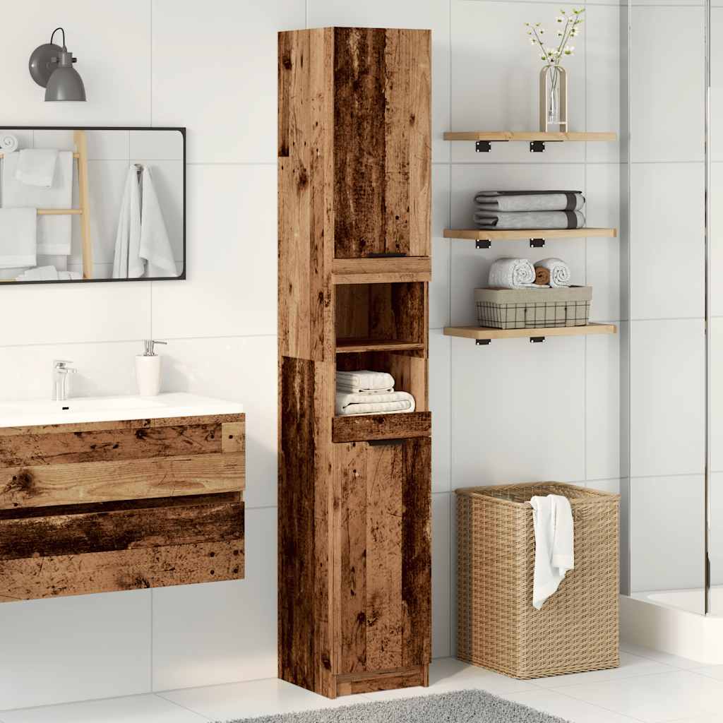 Badschrank Weiß 32x34x188,5 cm Holzwerkstoff