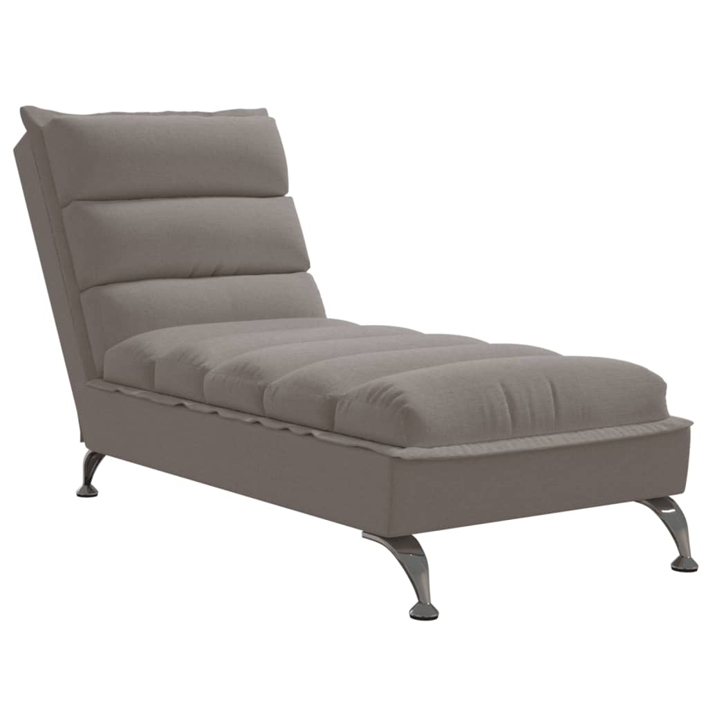 Chaiselongue mit Kissen Hellgrau Stoff