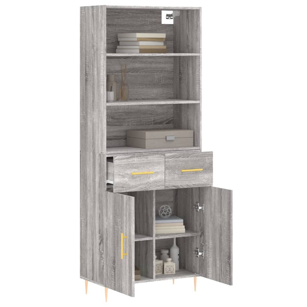 Highboard Hochglanz-Weiß 69,5x34x180 cm Holzwerkstoff