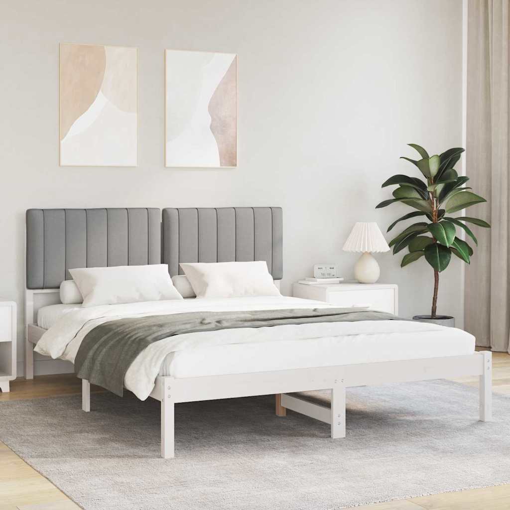 Bettgestell mit gepolstertem Kopfteil Hellgrau 200 x 200 cm