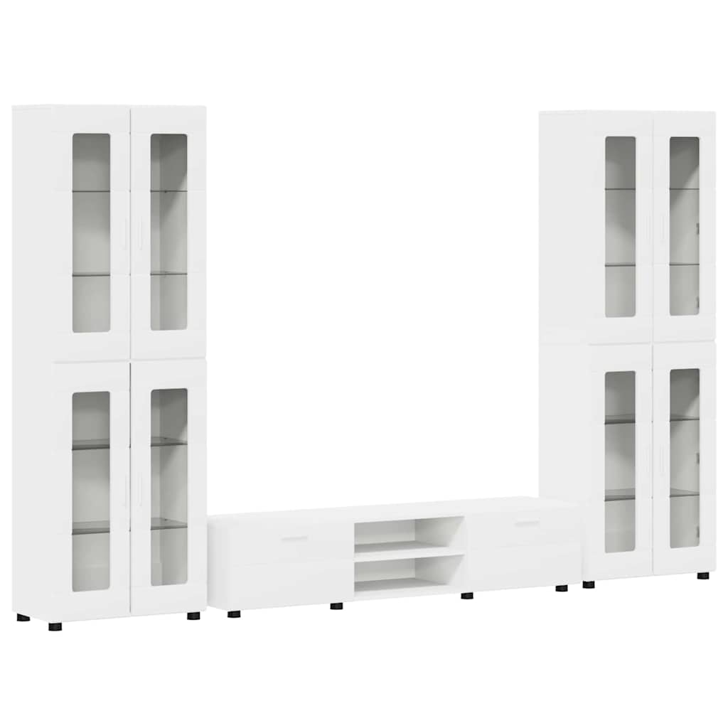 Highboard mit Regal FLORIN Weiß 60 x 35 x 182 cm Holzwerkstoff