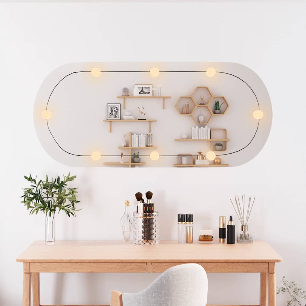 Spiegel mit LED-Leuchten 60x30 cm Glas Oval