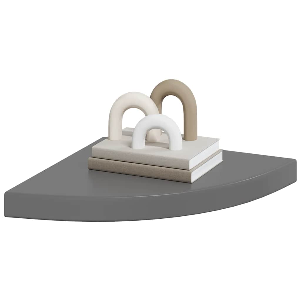 Schwebende Eckregale 2 Stk. Hochglanz-Weiß 25x25x3,8 cm MDF