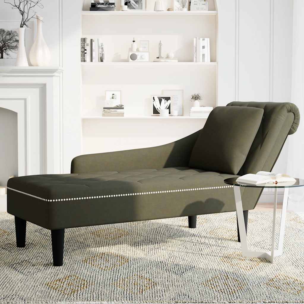 Chaiselongue mit Kissen und Rechter Armlehne Braun Kunstleder