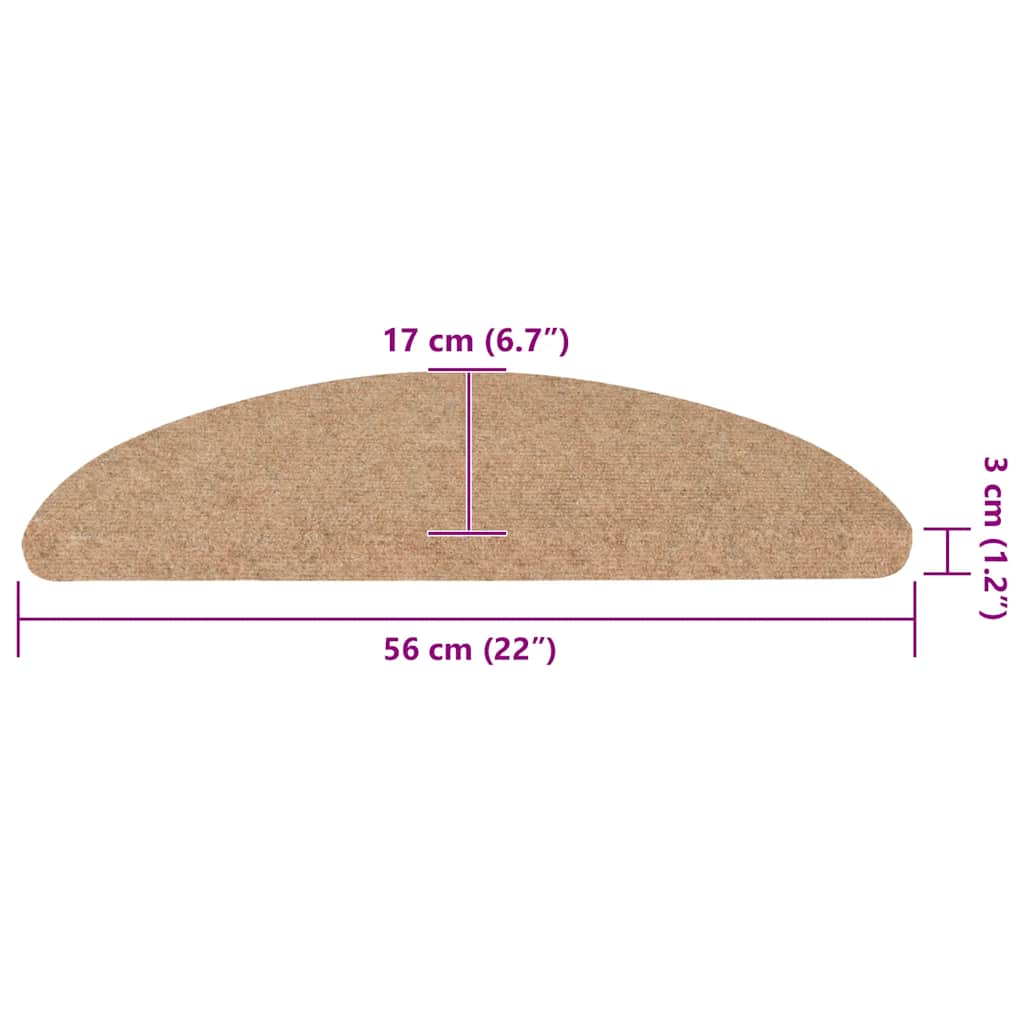 Stufenmatten Selbstklebend 15 Stk. 56x17x3 cm Beige