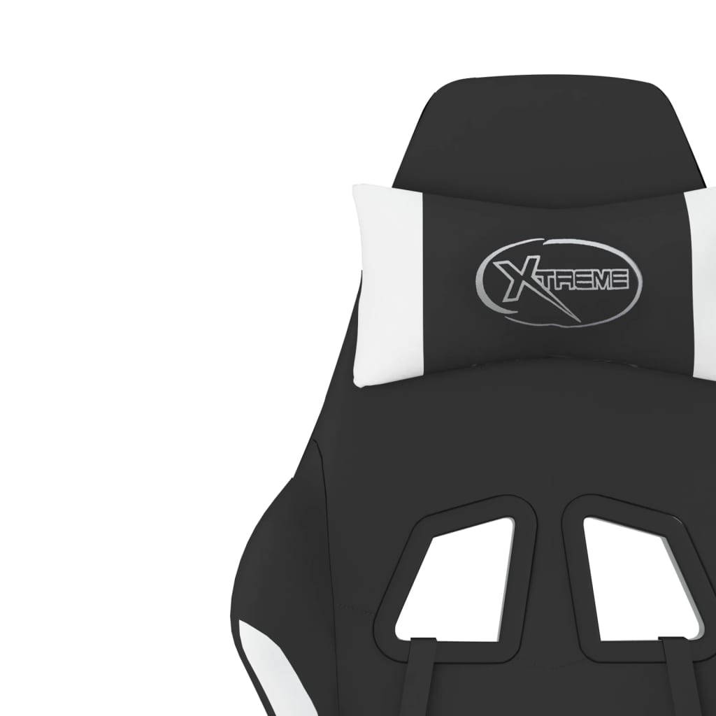 Gaming-Stuhl mit Massagefunktion Schwarz und Creme Stoff