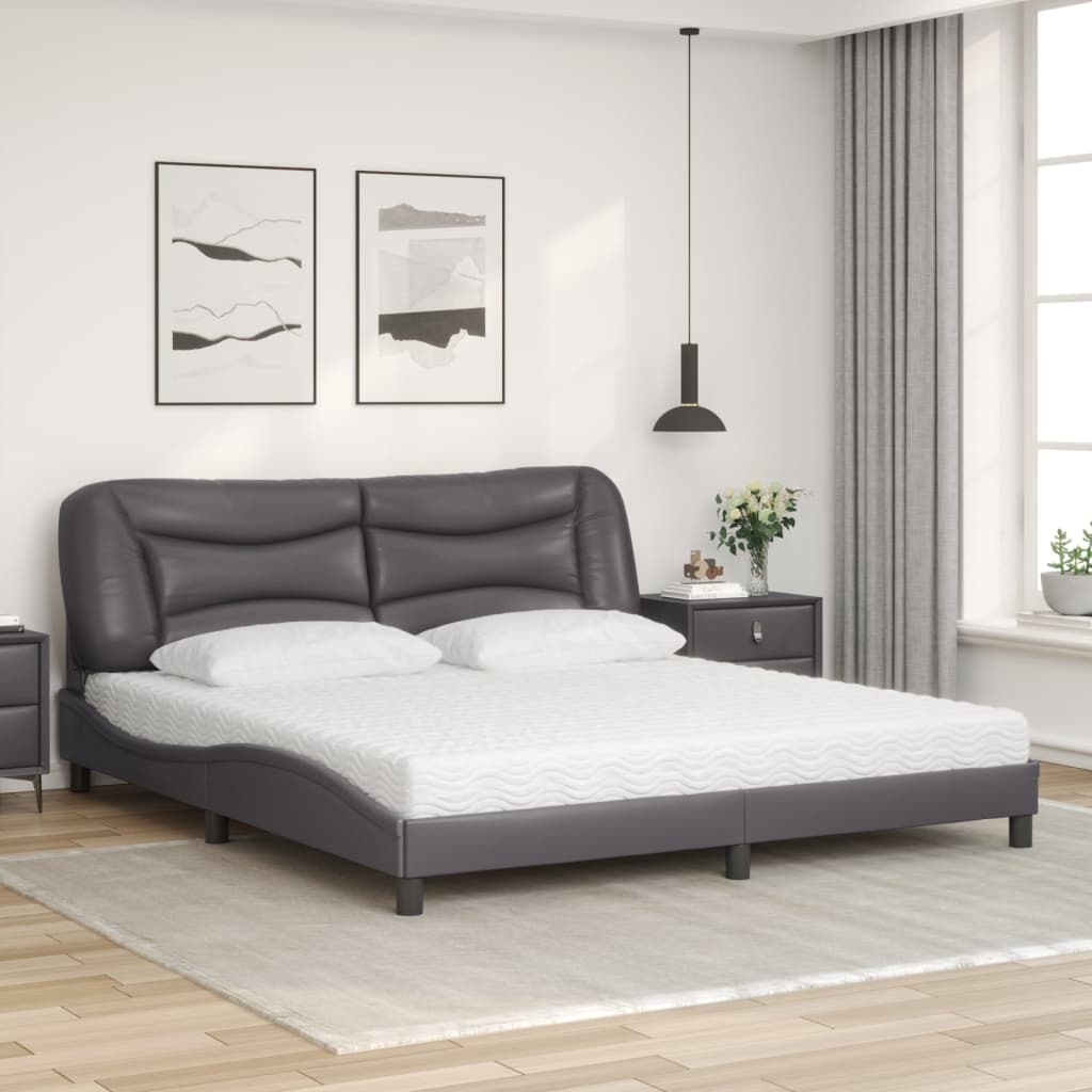 Bett mit Matratze "Hvar" Schwarz 80x200 cm Kunstleder