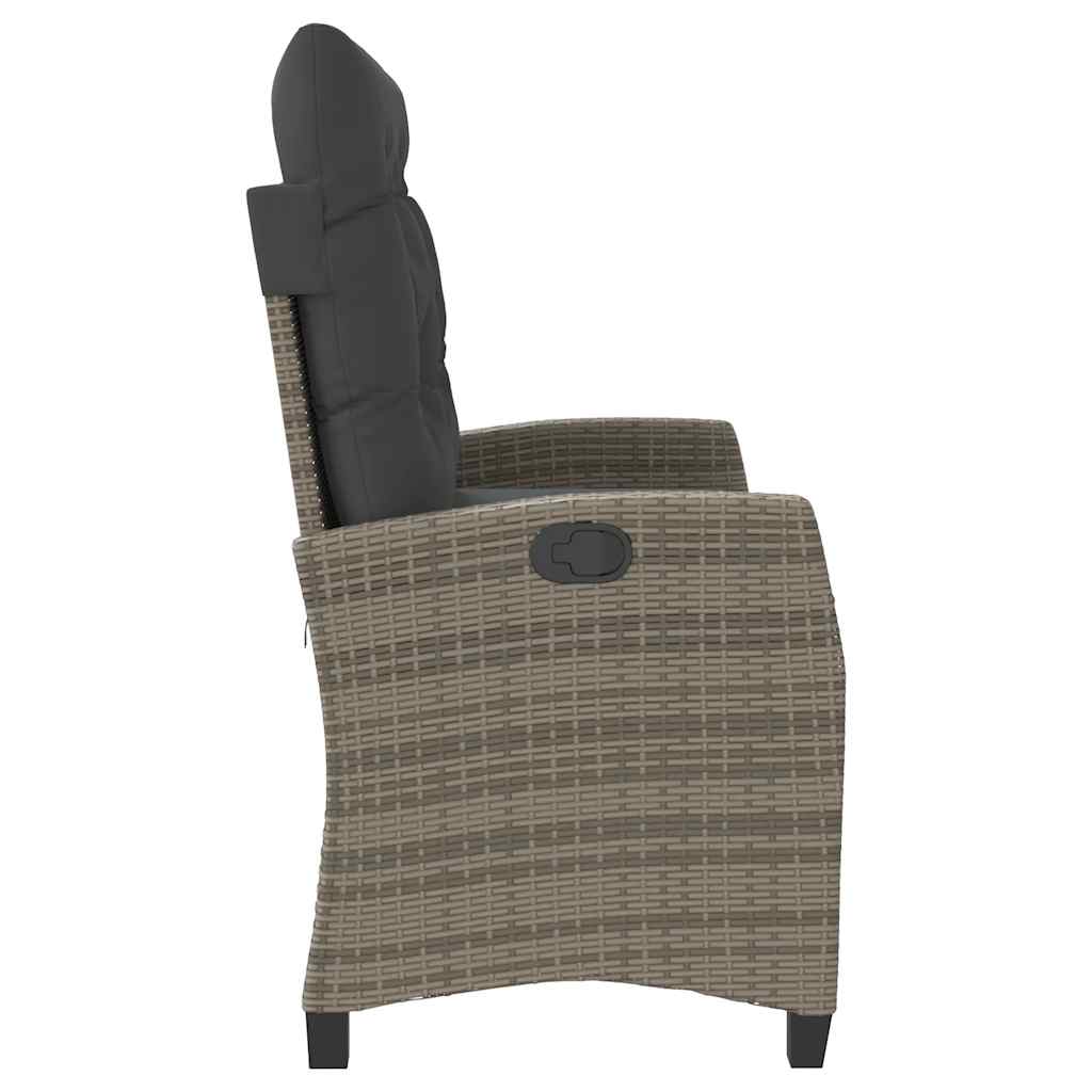 Gartenbank Verstellbar mit Kissen Schwarz Poly Rattan