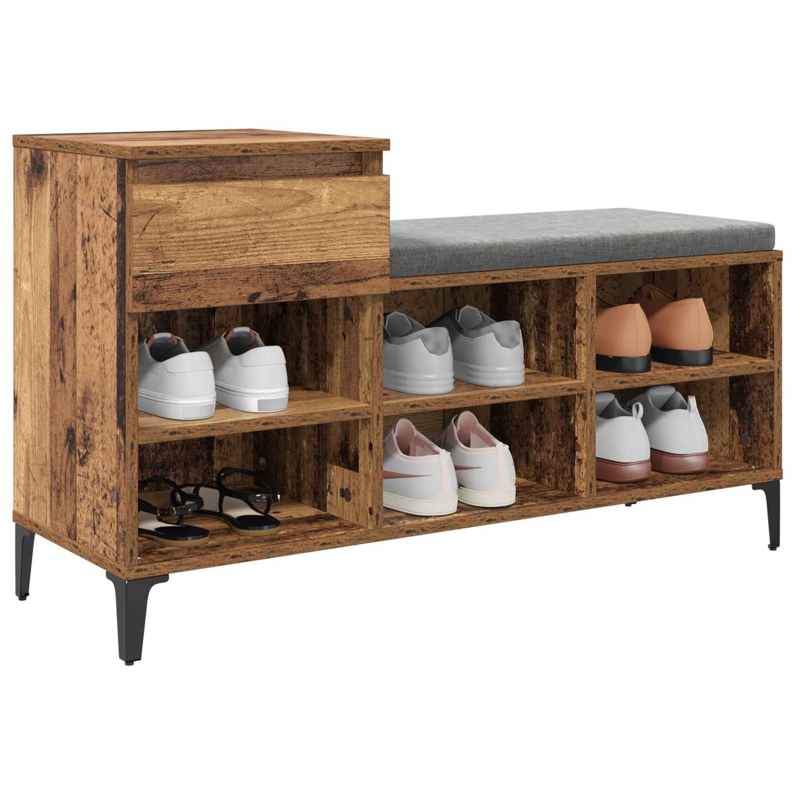 Schuhregal Weiß 102x36x60 cm Holzwerkstoff