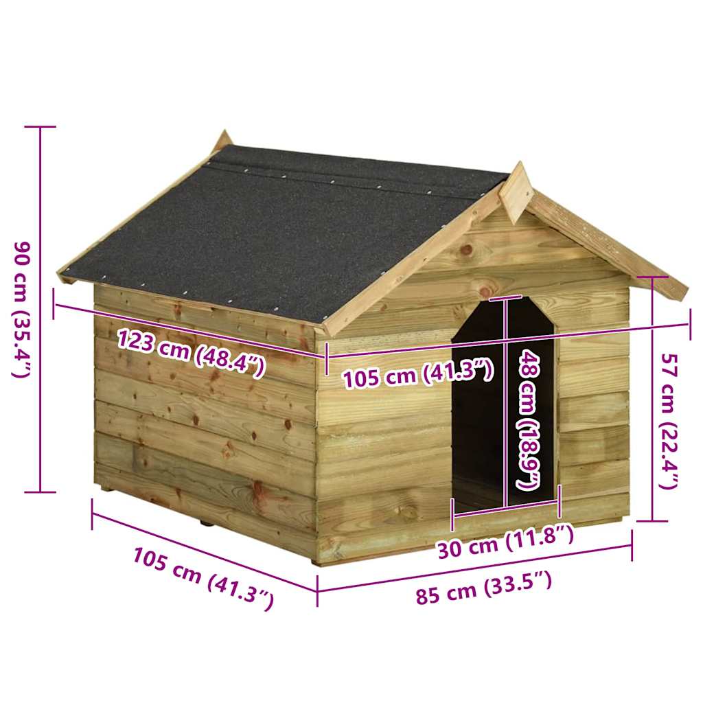 Hundehütte mit Dach Imprägniertes Kiefernholz