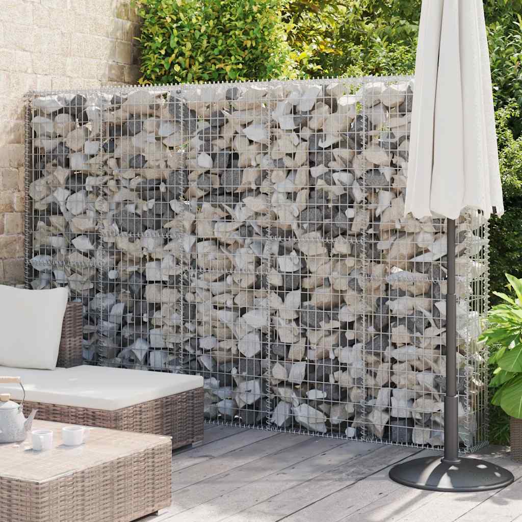 Gabionenwand mit Abdeckung Verzinkter Stahl 60x30x100 cm
