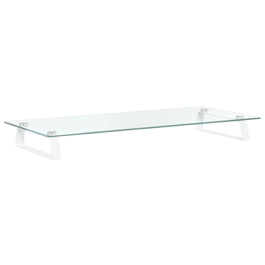 Monitorständer Weiß 60x20x8 cm Hartglas und Metall