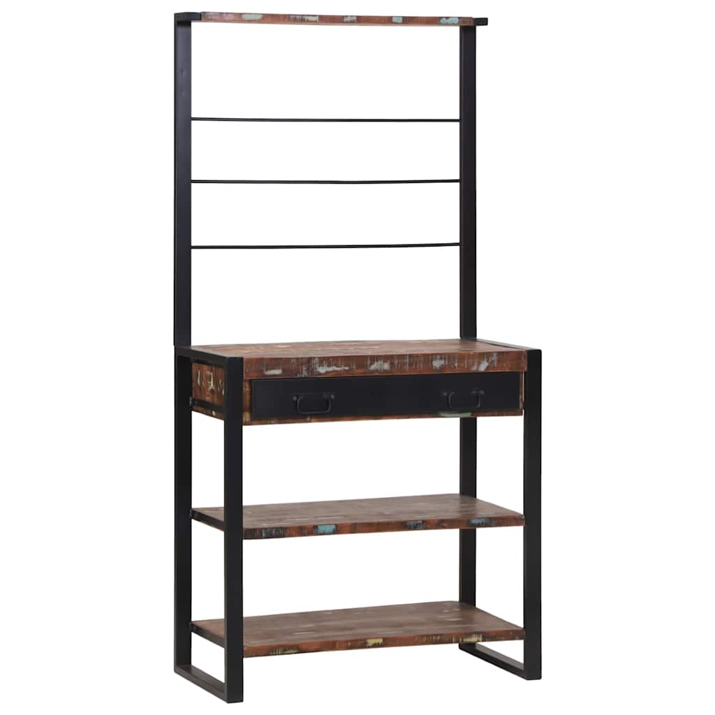 Küchenregal Braun und Schwarz 80 x 40 x 160 cm Massivholz Mango