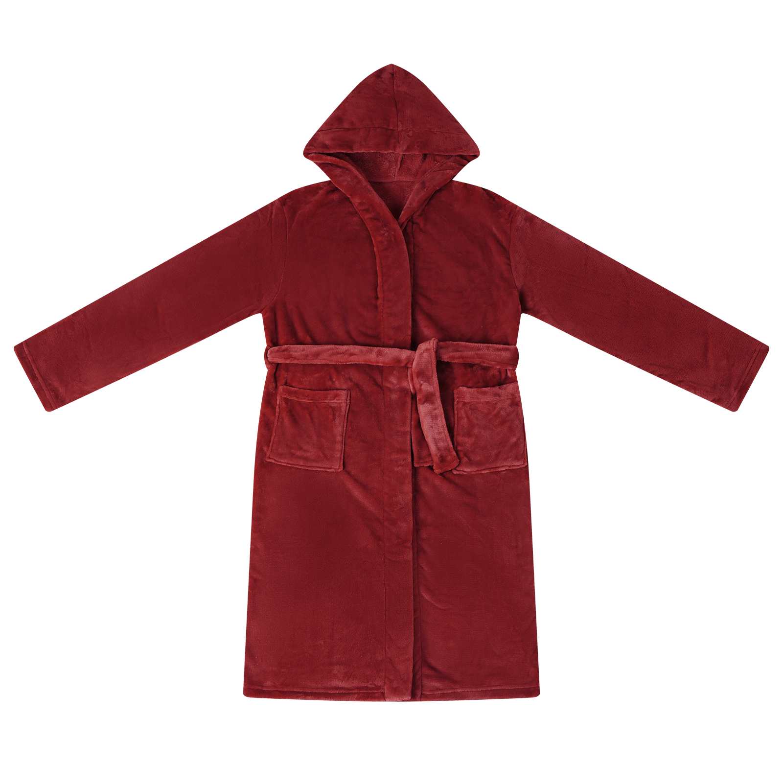 Bademantel Hoodie Beige S Flanell