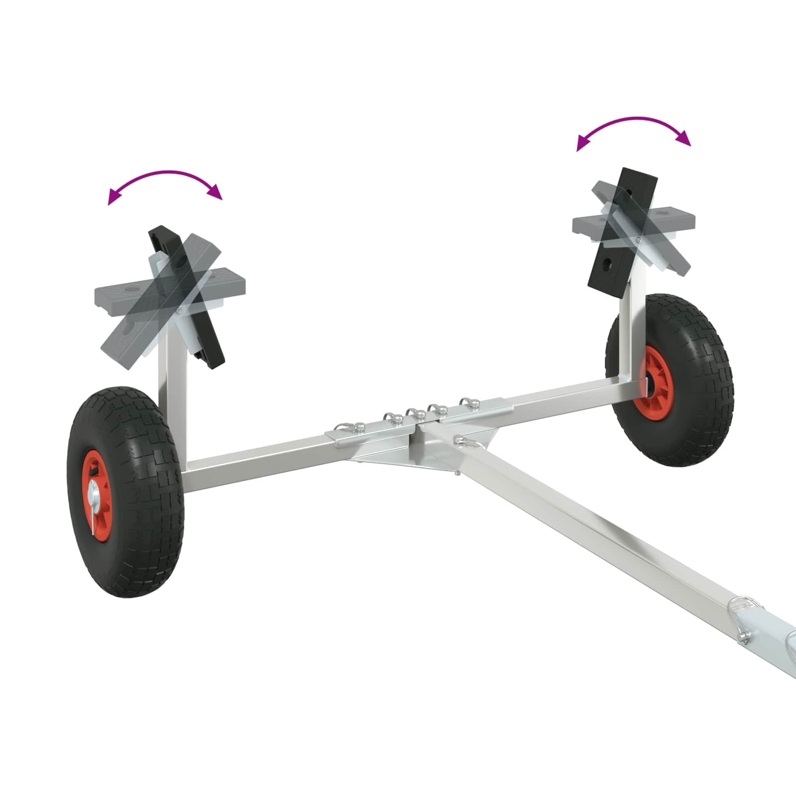Verstellbarer Bootstrailer mit Luftreifen Belastbarkeit 200 kg Silber
