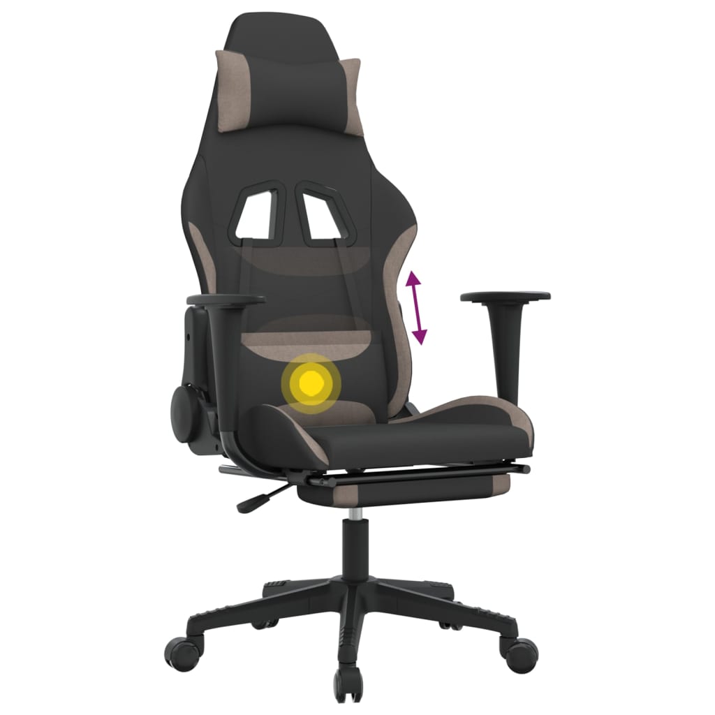 Gaming-Stuhl mit Massagefunktion Schwarz und Creme Stoff